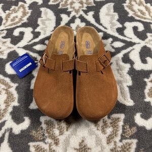 Birkenstock Boston Suede Clogs In Mink Woman’s Size 8